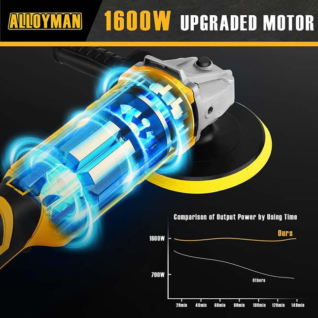 Pulidora de coche, 1200 W, juego de pulidoras de 7/6 pulgadas, 7 velocidades variables (600-3000 RPM), con mango desmontable. 