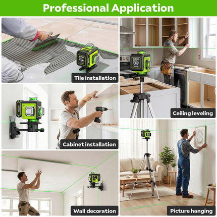 Alloyman Green 4 × 360° Laser Level with Tripod - Carrying Bag Included