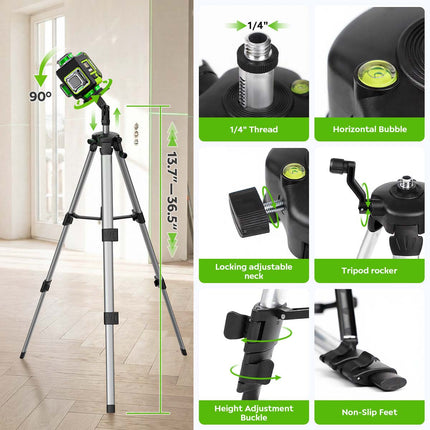 Alloyman Green 4 × 360° Laser Level with Tripod - Carrying Bag Included