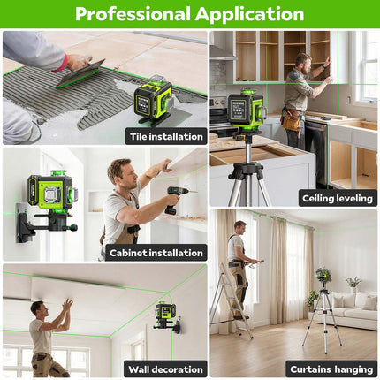 Alloyman Green 4 × 360° Laser Level with Tripod - Carrying Bag Included
