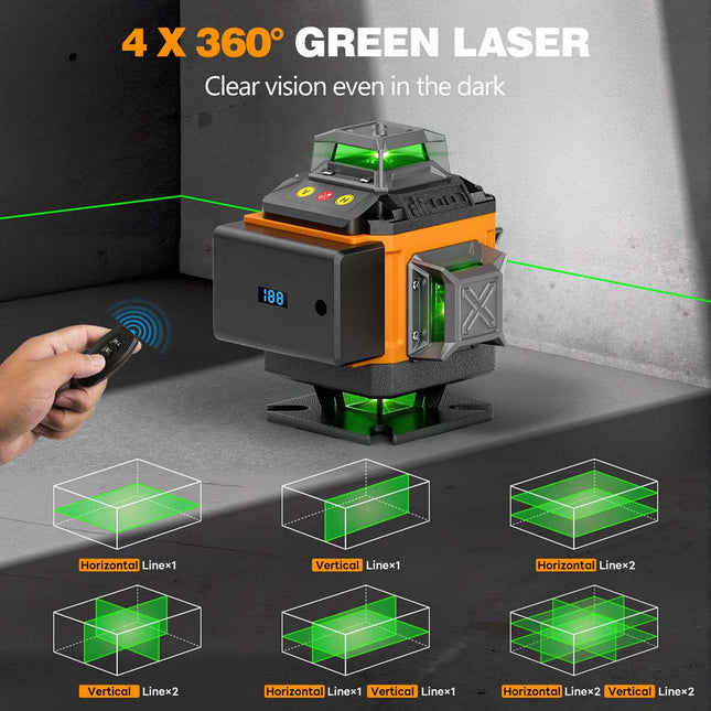 Alloyman 16 Lines 360° Green Laser Level Kit - Self-Leveling (Incl. Tripod)