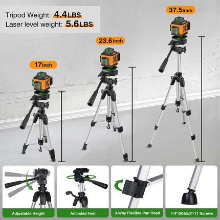 Alloyman Laser Level 360° with Tall Tripod, Self Leveling Laser Measuring Tool Green Lazer Level 16 Line