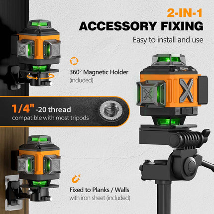 Alloyman Laser Level 360° with Tall Tripod, Self Leveling Laser Measuring Tool Green Lazer Level 16 Line