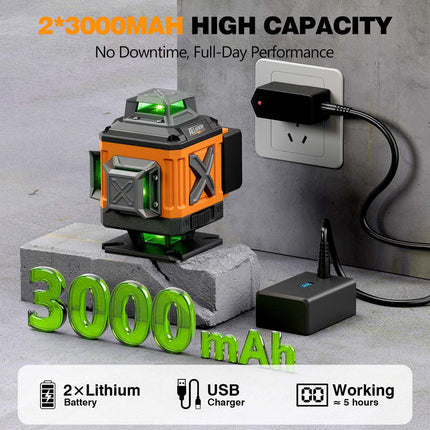 Alloyman Laser Level 360° with Tall Tripod, Self Leveling Laser Measuring Tool Green Lazer Level 16 Line