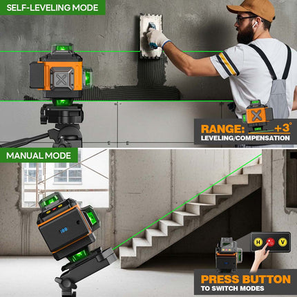 Alloyman Laser Level 360° with Tall Tripod, Self Leveling Laser Measuring Tool Green Lazer Level 16 Line