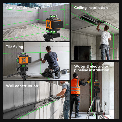 Alloyman Laser Level 360° with Tall Tripod, Self Leveling Laser Measuring Tool Green Lazer Level 16 Line