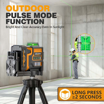 Alloyman Max 20V Laser Level with Tripod, 3x360° Self-Leveling Laser level, 3D Lazer Leveler Tool for Construction, Picture Hanging with Strong Magnetic Bracket & Hard Carry Case