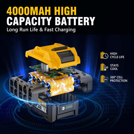 Alloyman 1/2 Cordless Brushless Impact Wrench, 1475 ft-lbs (2000N.m), 3-Mode Speed, 4000mAh Battery, 3 Sockets