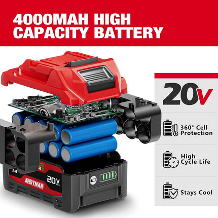Alloyman 1/2 Cordless Brushless Impact Wrench, 1475 ft-lbs (2000N.m), 3-Mode Speed, 4000mAh Battery, 3 Sockets
