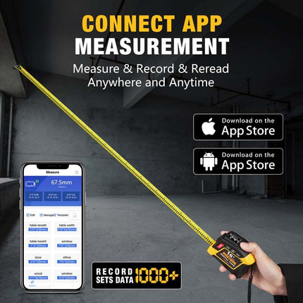 ALLOYMAN 2-in-1 16Ft Digital Tape Measure With 50 Groups Historical Memory, 6 Units Switch, 3 Measuring Modes, Movable Magnetic Hook