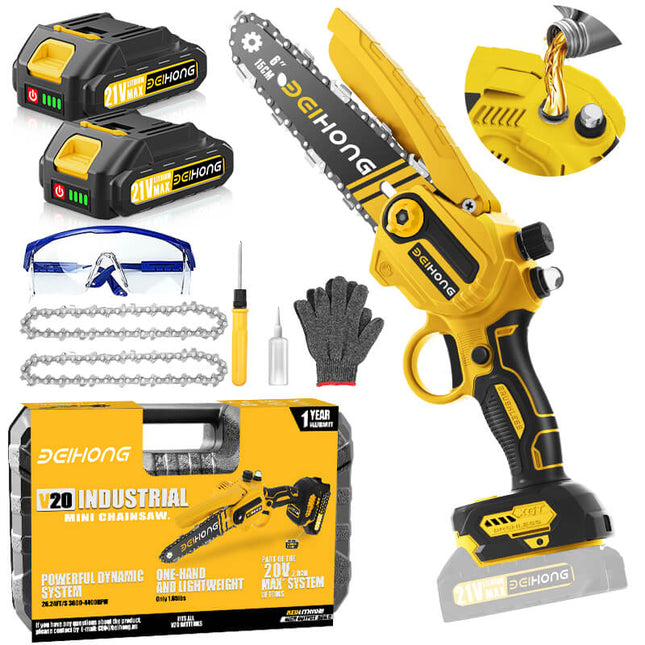 BEI & HONG 6-Inch Mini Chainsaw | Upgraded Chain Oil System with 775 High Torque Motor