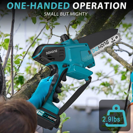 BEI & HONG Best Mini Chainsaw Cordless 6 Inch | Upgraded Chain Automatic Oil | 775 High Power Motor
