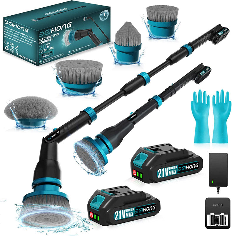 Lefree Cordless Electric Spin Scrubber with Long Handle cleaning brush