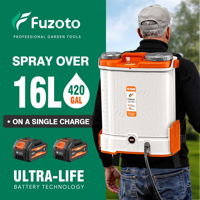 Battery Powered Backpack Sprayer 4.2Gallon, 45-90PSI Adjustable Pressure