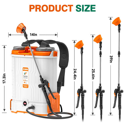Battery Powered Backpack Sprayer 4.2Gallon, 45-90PSI Adjustable Pressure