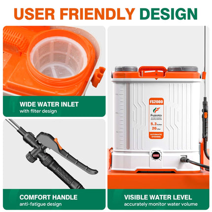 Battery Powered Backpack Sprayer 5.3 Gal | 45-90 PSI