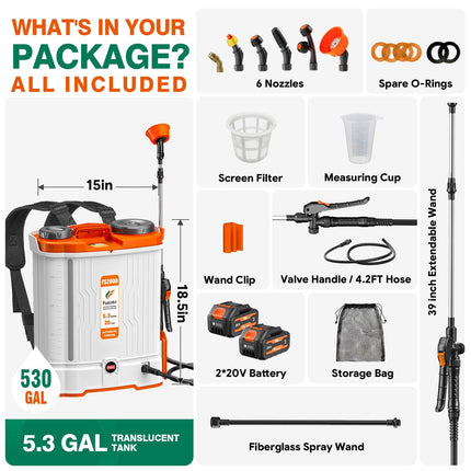 Battery Powered Backpack Sprayer 5.3 Gal | 45-90 PSI