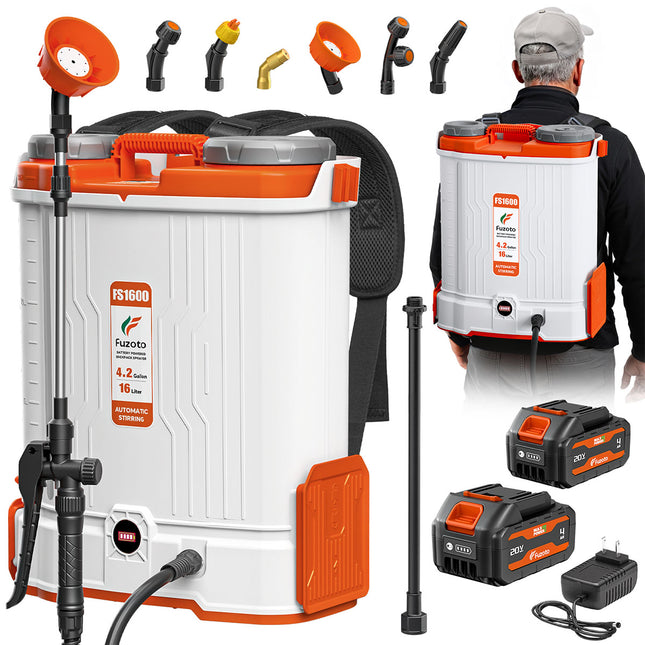 Battery Powered Backpack Sprayer 4.2Gallon, 45-90PSI Adjustable Pressure