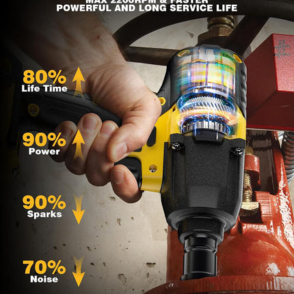ALLOYPOWER 1/2 inch 590Ft-lbs(800N.m) Brushless Cordless Impact Wrench, 2200RPM with 2 x 4000mAh Battery, Charger and 6 Sockets