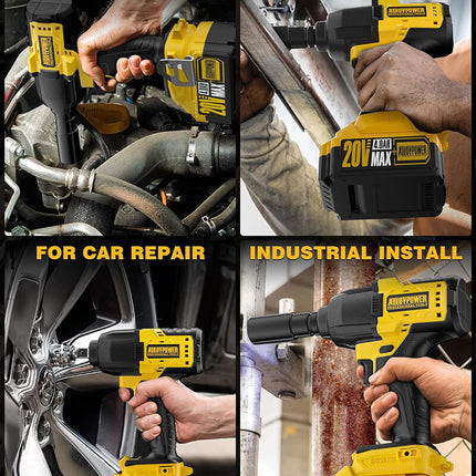 ALLOYPOWER 1/2 inch 590Ft-lbs(800N.m) Brushless Cordless Impact Wrench, 2200RPM with 2 x 4000mAh Battery, Charger and 6 Sockets