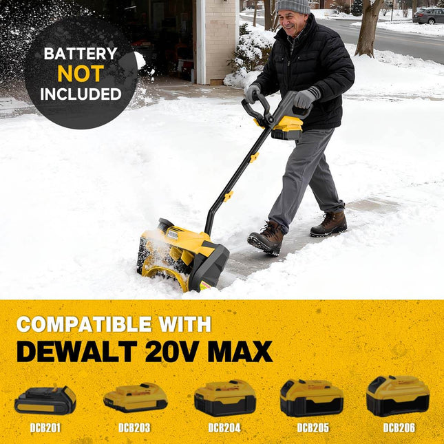 Pala quitanieves inalámbrica compatible con soplador de nieve eléctrico DeWalt de 12 pulgadas y batería de 20 V (sin batería).