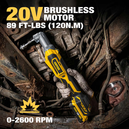 20V Cordless Right Angle Impact Wrench,3/8'',89 ft-lbs(120N.M)