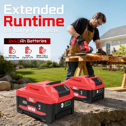 Alloyman 20V Brushless Cordless Cut-Off Tool, 3-Inch, 2×4.0Ah Batteries