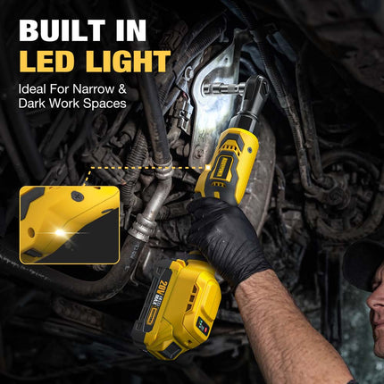 20V Brushless Cordless Ratchet Wrench, 3/8" Drive, 74 ft-lbs (100 Nm), 2 Batteries