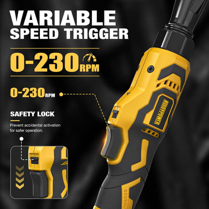20V Brushless Cordless Ratchet Wrench, 3/8" Drive, 74 ft-lbs (100 Nm), 2 Batteries