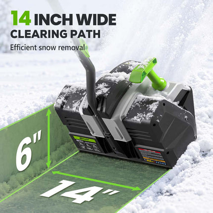 MITLEX 40V Brushless Cordless Snow Shovel, 14-Inch with 2 Batteries & LED Light