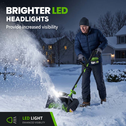 MITLEX 40V Brushless Cordless Snow Shovel, 14-Inch with 2 Batteries & LED Light