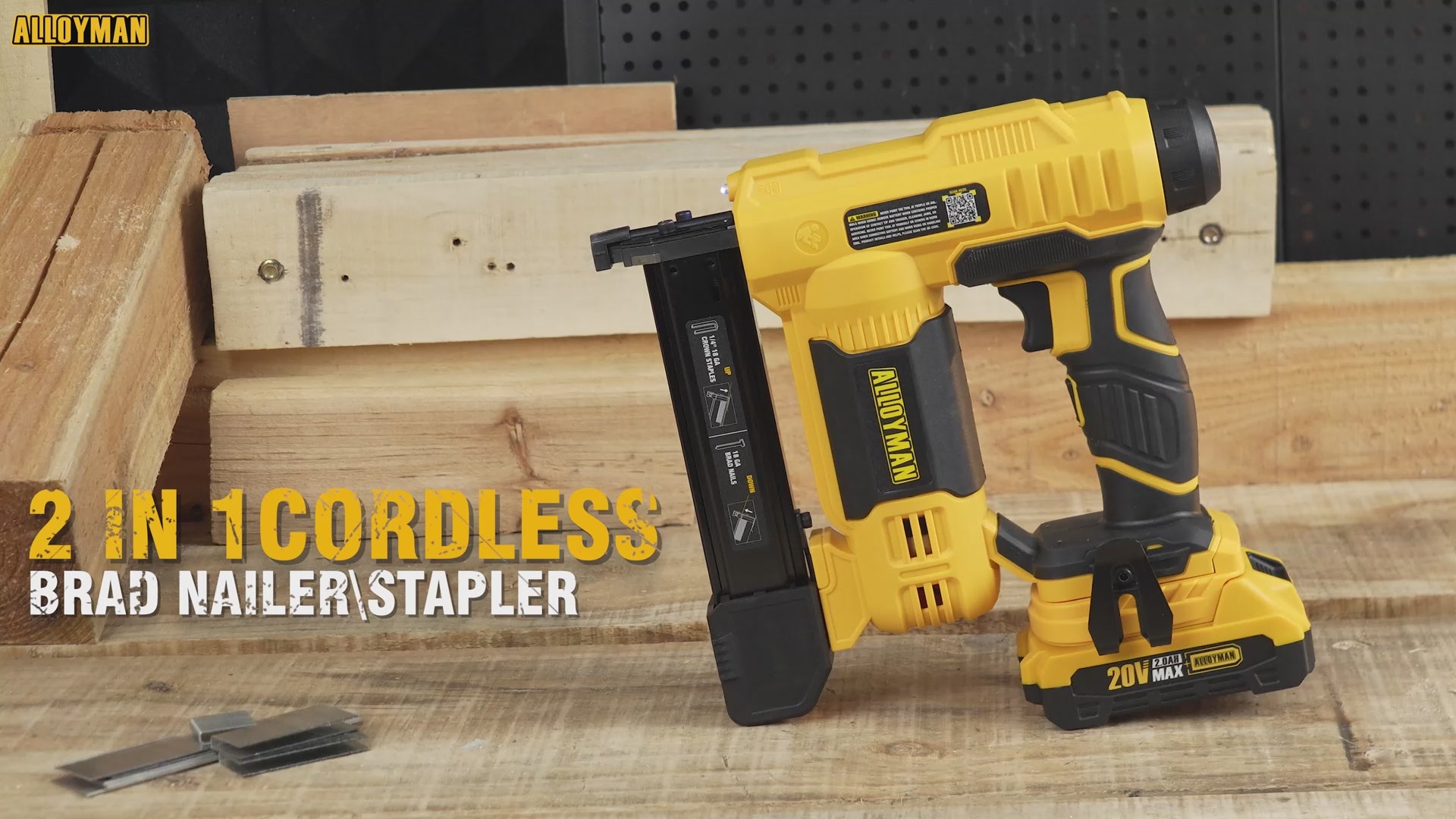 Pistola clavadora de calibre 18 a batería, clavadora/grapadora eléctrica inalámbrica 2 en 1 con batería de 2.0 Ah y cargador, incluye 1000 clavos y 1000 grapas.