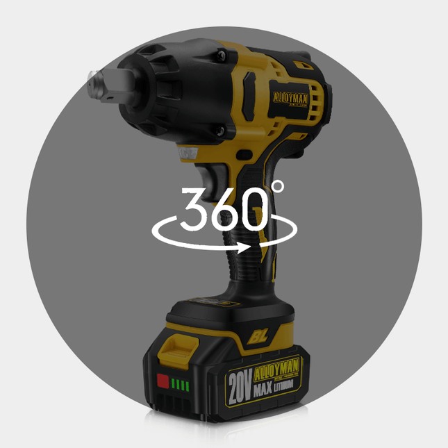 Alloyman 1/2" Cordless Impact Wrench Kit - 650N.M