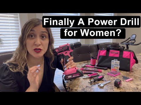 Juego de taladros Alloyman de 3/8 pulgadas, color rosa, para mujer, 135 piezas, taladro inalámbrico con batería de 1500 Ah y cargador 