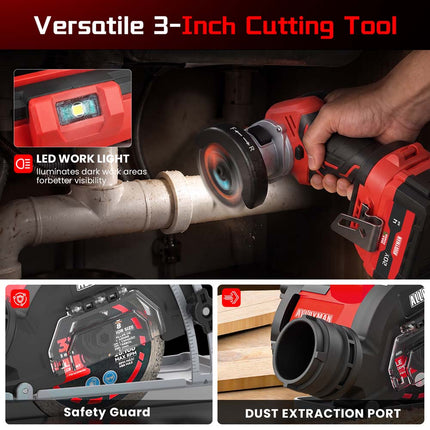 Alloyman 20V Brushless Cordless Cut-Off Tool, 3-Inch, 2×4.0Ah Batteries