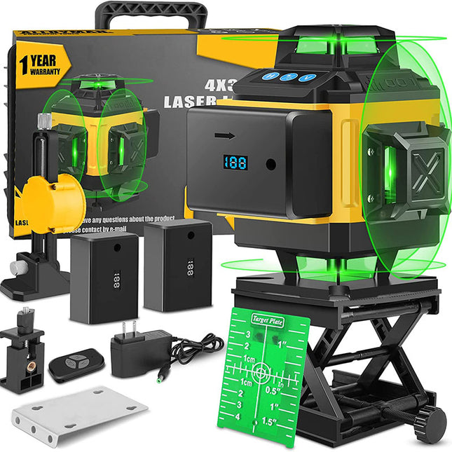 ALLOYMAN 16 Lines Laser Level 4 * 360° Green Laser, 165ft Line Laser with 2  Rechargeable Batteries and Charger - Newly Upgraded 2023
