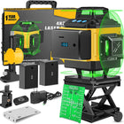 Alloyman 16 Line Laser Level Self Leveling 4x360° Green Laser with 2Pcs Rechargeable Lithium Batteries
